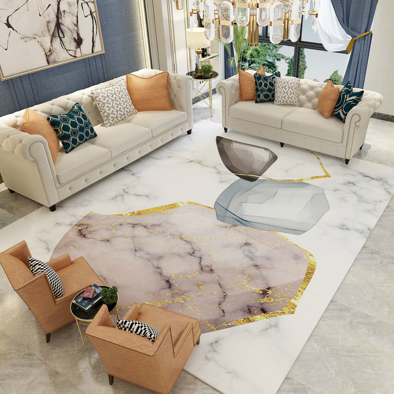 Calming Color Block Rug Multi Colored Synthetics Area Carpet Non-Slip Backing Pet Friendly Rug for Decoration