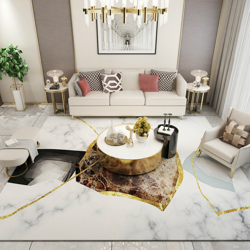 Calming Color Block Rug Multi Colored Synthetics Area Carpet Non-Slip Backing Pet Friendly Rug for Decoration