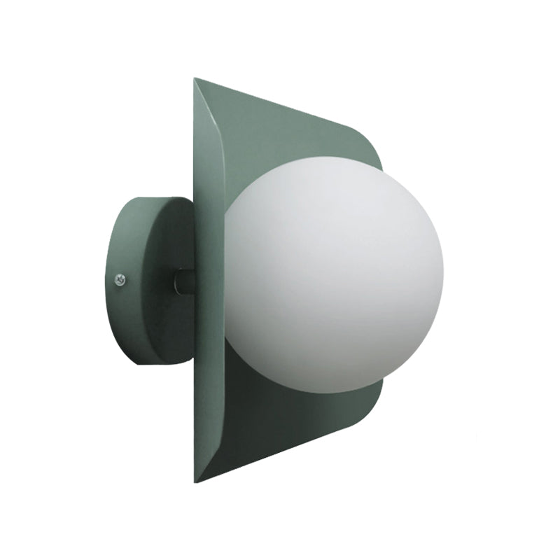 1 Light Orb Shade Wall Sconce Kids Metal Glass Sconce Light with Candy Color for Child Bedroom