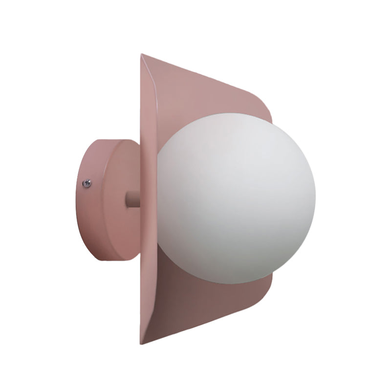 1 Light Orb Shade Wall Sconce Kids Metal Glass Sconce Light with Candy Color for Child Bedroom