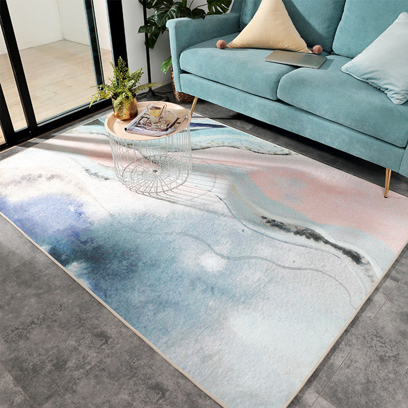 Designer Living Room Rug Multi Color Abstract Print Rug Polypropylene Non-Slip Backing Machine Washable Area Carpet