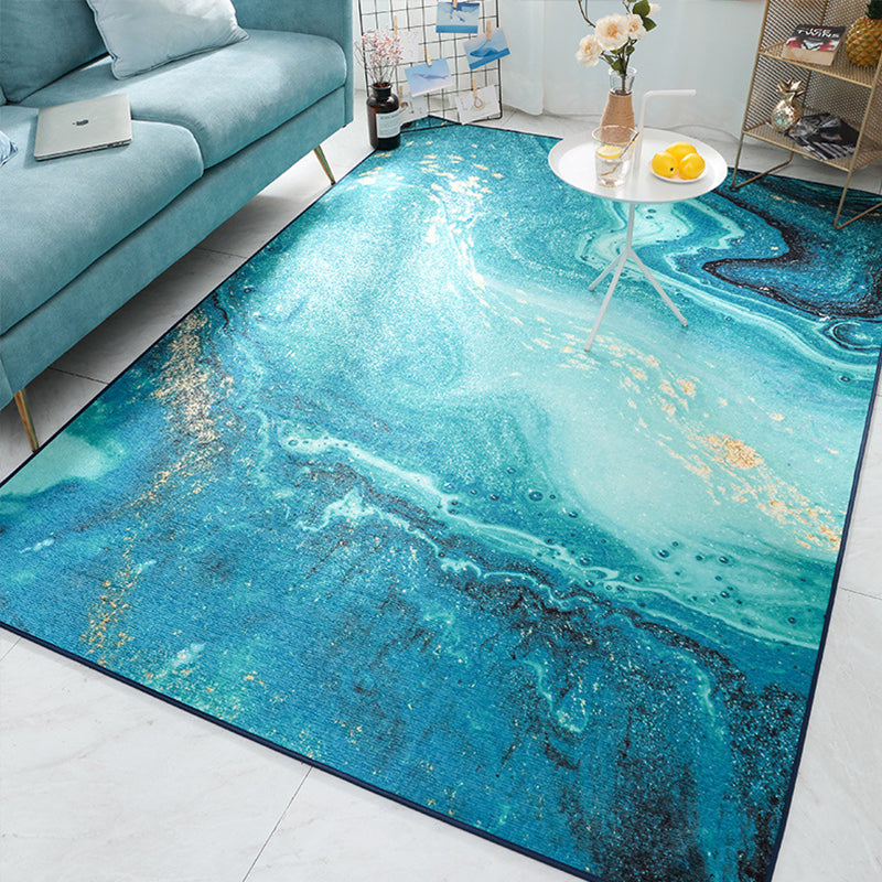 Designer Living Room Rug Multi Color Abstract Print Rug Polypropylene Non-Slip Backing Machine Washable Area Carpet