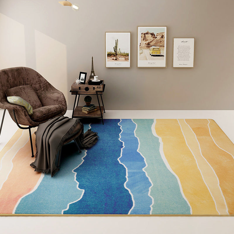 Designer Living Room Rug Multi Color Abstract Print Rug Polypropylene Non-Slip Backing Machine Washable Area Carpet