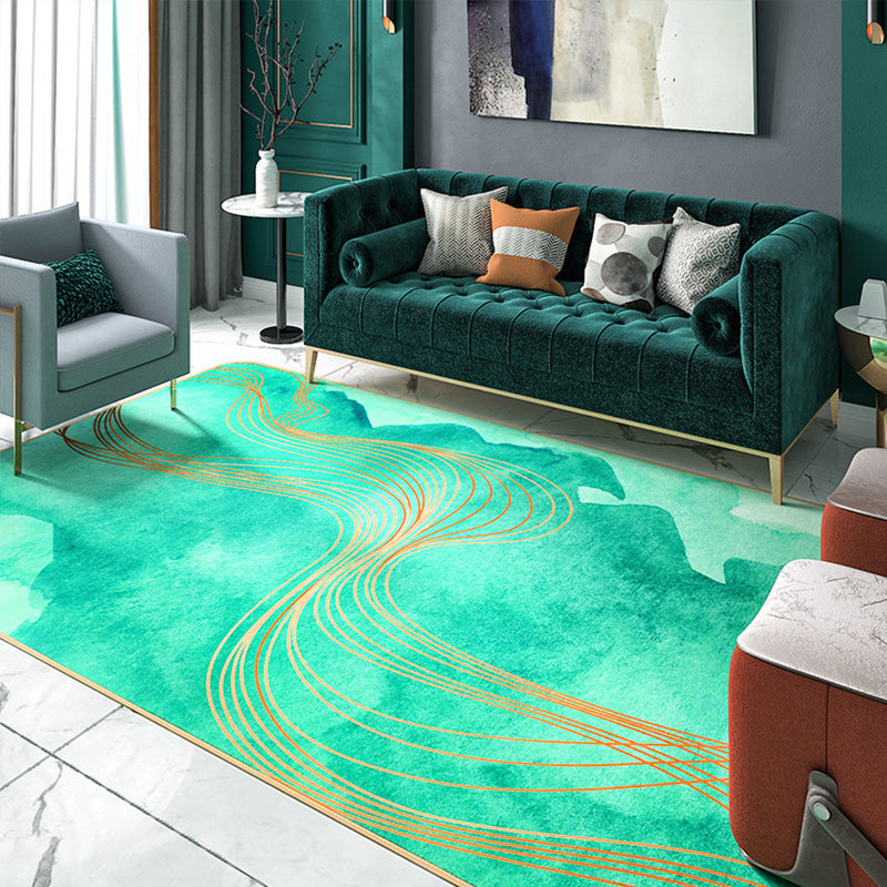 Designer Living Room Rug Multi Color Abstract Print Rug Polypropylene Non-Slip Backing Machine Washable Area Carpet