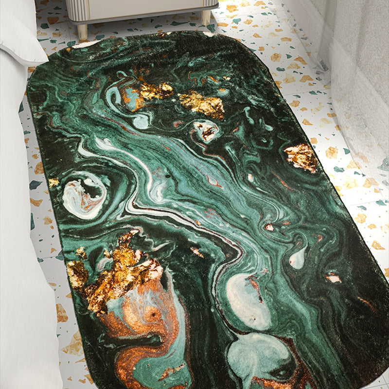 Blackish Green Abstract Pattern Rug Polypropylene Minimalist Indoor Rug Non-Slip Backing Pet Friendly Area Carpet for Decor