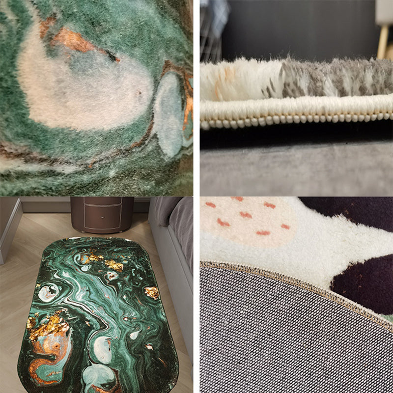 Blackish Green Abstract Pattern Rug Polypropylene Minimalist Indoor Rug Non-Slip Backing Pet Friendly Area Carpet for Decor