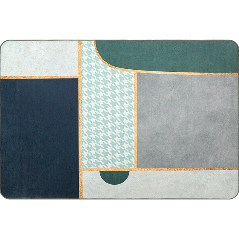 Modern Geometric Pattern Rug Multi Color Super Fiber Indoor Rug Non-Slip Backing Pet Friendly Area Carpet for Living Room