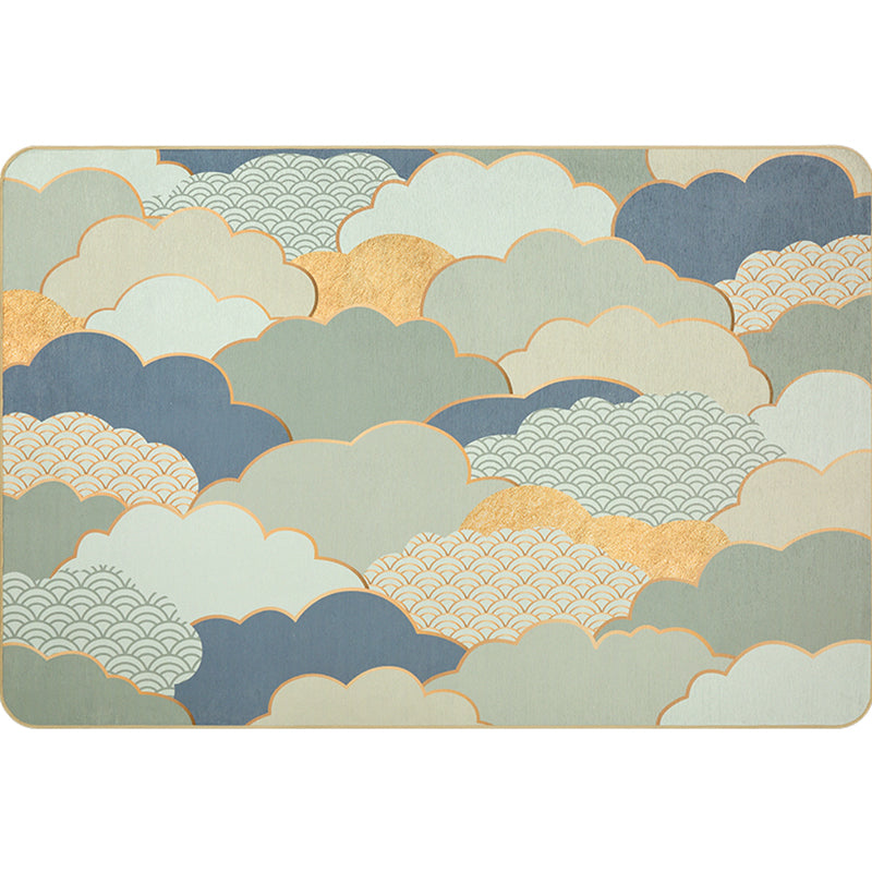 Modern Geometric Pattern Rug Multi Color Super Fiber Indoor Rug Non-Slip Backing Pet Friendly Area Carpet for Living Room