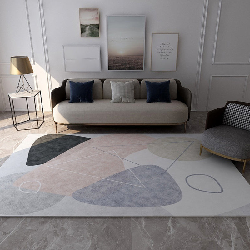 Modern Color Block Rug Multicolor Polyster Area Carpet Non-Slip Backing Stain-Resistant Easy Care Indoor Rug for Parlor