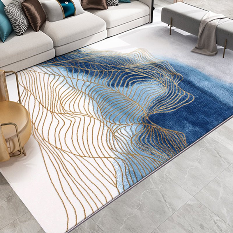 Modern Living Room Rug Multicolored Abstract Printed Area Carpet Polyster Non-Slip Backing Pet Friendly Area Rug