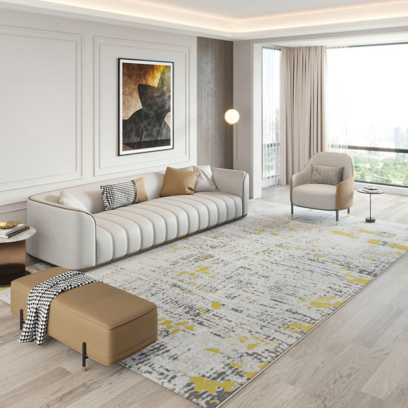 Modern Living Room Rug Multicolored Abstract Printed Area Carpet Polyster Non-Slip Backing Pet Friendly Area Rug