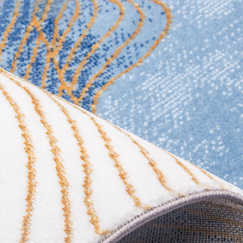 Modern Living Room Rug Multicolored Abstract Printed Area Carpet Polyster Non-Slip Backing Pet Friendly Area Rug