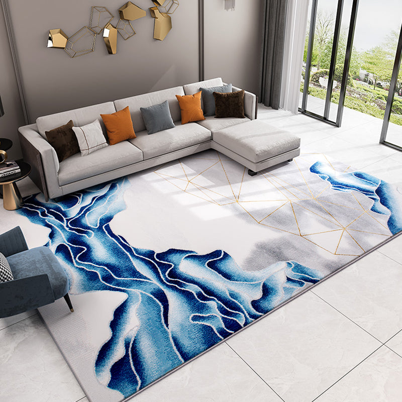 Modern Living Room Rug Multicolored Abstract Printed Area Carpet Polyster Non-Slip Backing Pet Friendly Area Rug