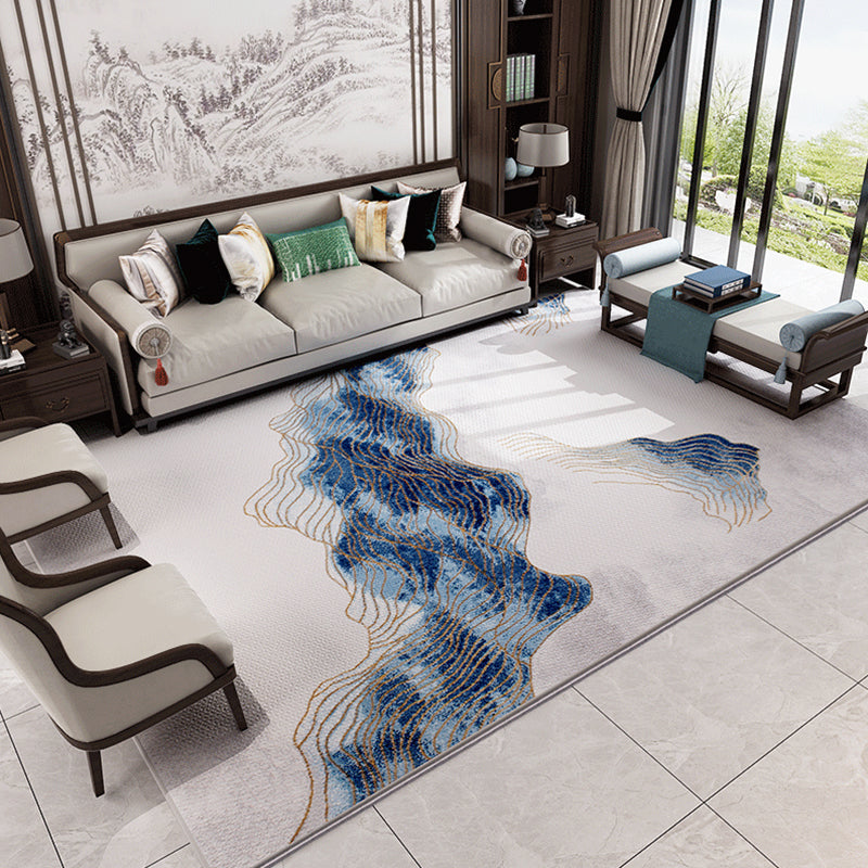 Modern Living Room Rug Multicolored Abstract Printed Area Carpet Polyster Non-Slip Backing Pet Friendly Area Rug