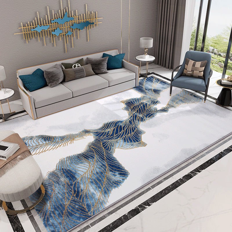 Modern Living Room Rug Multicolored Abstract Printed Area Carpet Polyster Non-Slip Backing Pet Friendly Area Rug