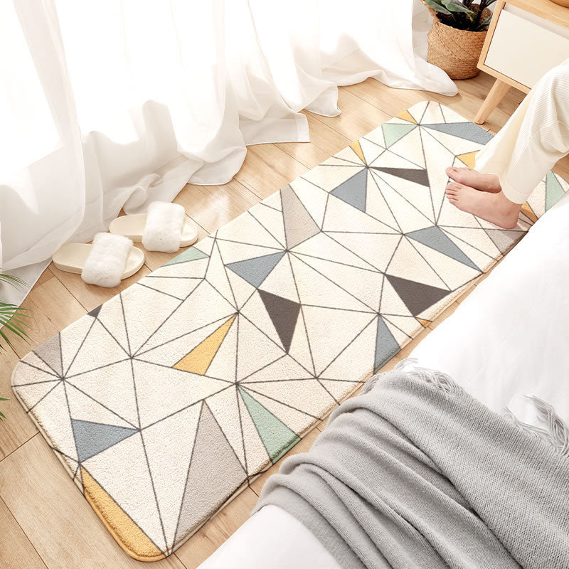 Relaxing Bedroom Rug Multi Colored Geometric Print Indoor Rug Lamb Wool Non-Slip Backing Stain-Resistant Area Carpet