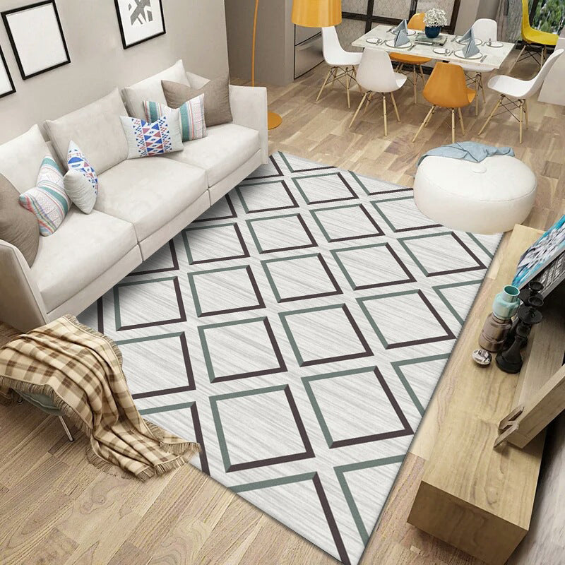Nordic Geometric Print Rug Multi Color Polypropylene Indoor Rug Non-Slip Backing Stain-Resistant Area Carpet for Living Room