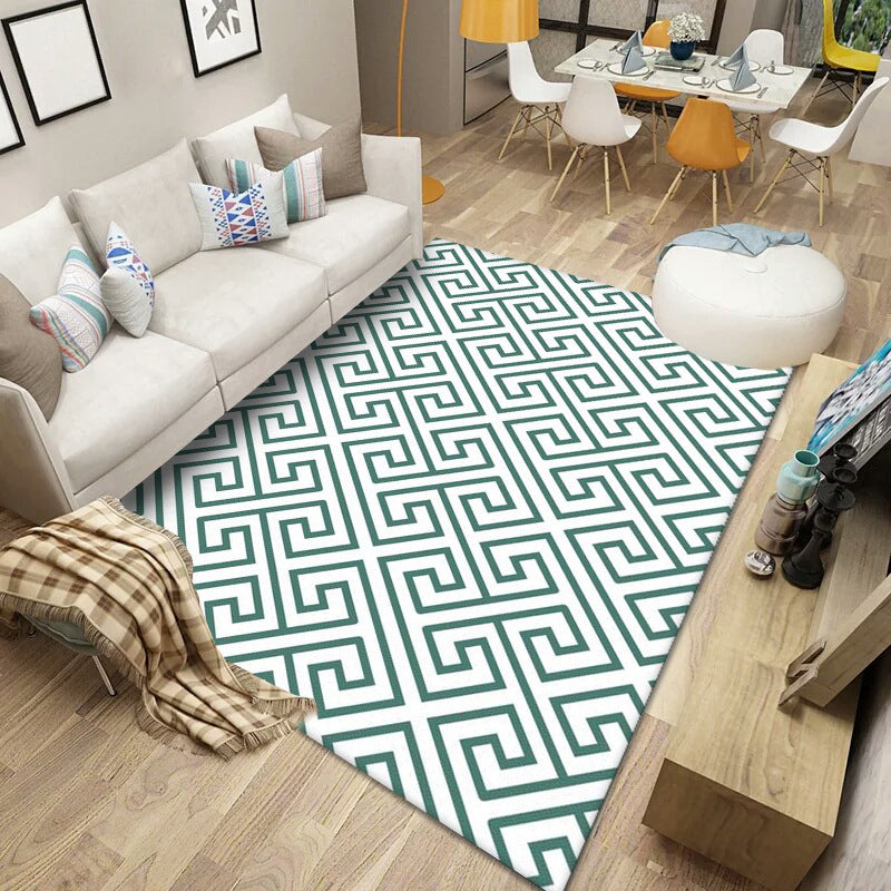 Nordic Geometric Print Rug Multi Color Polypropylene Indoor Rug Non-Slip Backing Stain-Resistant Area Carpet for Living Room
