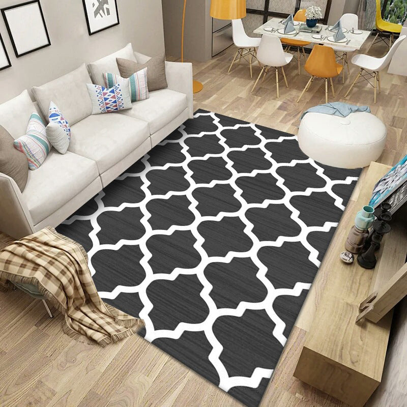 Nordic Geometric Print Rug Multi Color Polypropylene Indoor Rug Non-Slip Backing Stain-Resistant Area Carpet for Living Room