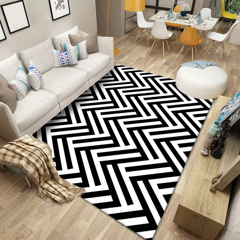 Nordic Geometric Print Rug Multi Color Polypropylene Indoor Rug Non-Slip Backing Stain-Resistant Area Carpet for Living Room