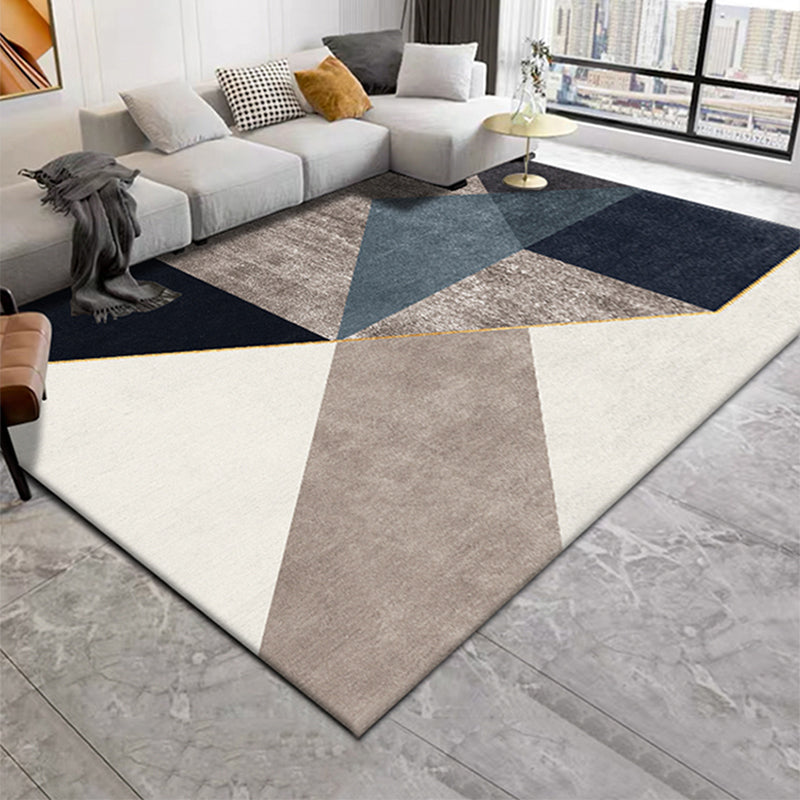 Casual Living Room Rug Multi Color Geometric Print Indoor Rug Polyster Non-Slip Backing Stain-Resistant Area Rug