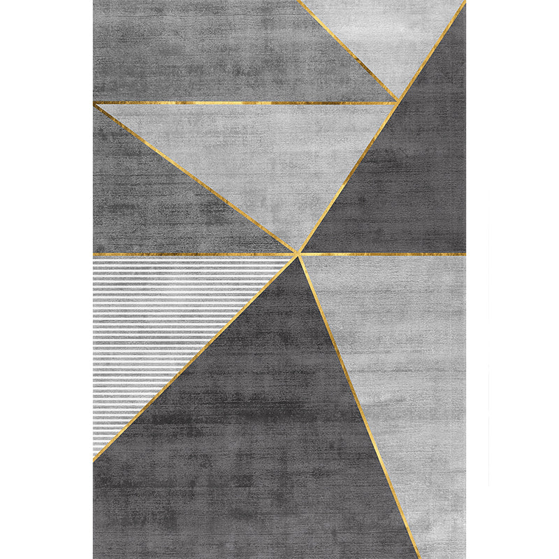 Casual Living Room Rug Multi Color Geometric Print Indoor Rug Polyster Non-Slip Backing Stain-Resistant Area Rug
