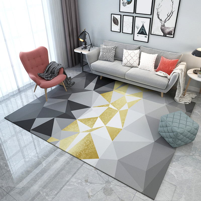 Simple Living Room Rug Multi Color Geometric Pattern Indoor Rug Synthetics Non-Slip Backing Pet Friendly Area Carpet