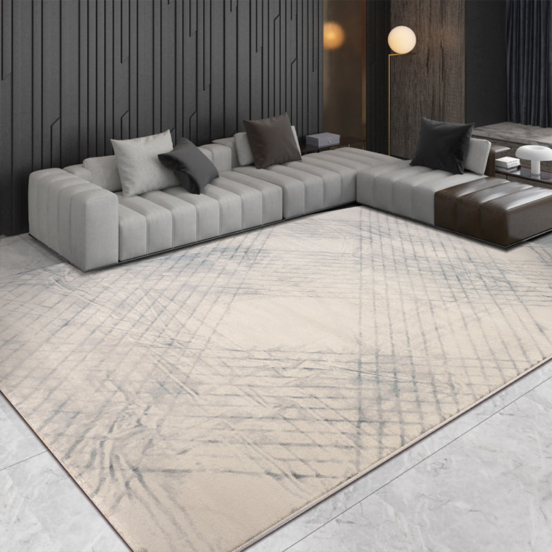 Modern Living Room Rug Multi Colored Abstract Printed Area Carpet Polyster Non-Slip Backing Pet Friendly Indoor Rug