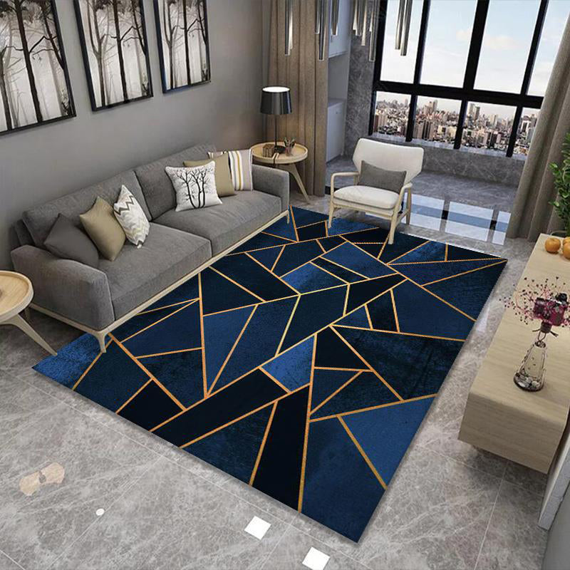 Nordic Geometric Rug Multi Color Polypropylene Area Carpet Non-Slip Backing Pet Friendly Area Rug for Decoration
