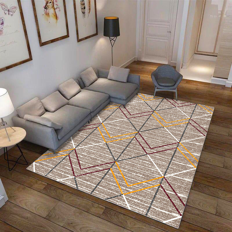 Nordic Geometric Print Rug Multi Color Polyster Area Carpet Pet Friendly Stain-Resistant Area Rug for Living Room