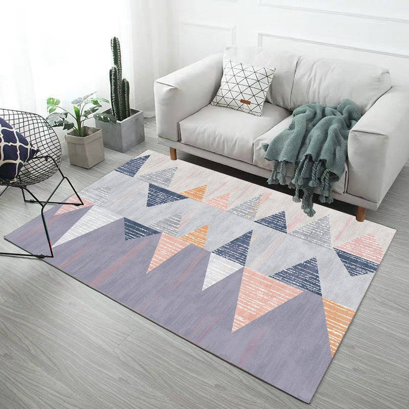 Scandinavian Living Room Rug Multi Color Geometric Print Indoor Rug Polyster Non-Slip Backing Pet Friendly Area Carpet