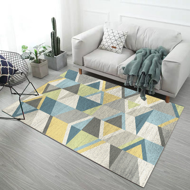 Scandinavian Living Room Rug Multi Color Geometric Print Indoor Rug Polyster Non-Slip Backing Pet Friendly Area Carpet