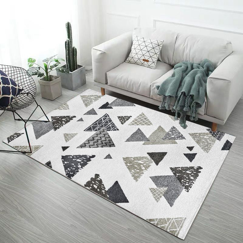 Scandinavian Living Room Rug Multi Color Geometric Print Indoor Rug Polyster Non-Slip Backing Pet Friendly Area Carpet