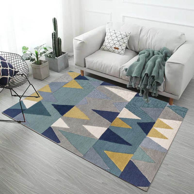 Scandinavian Living Room Rug Multi Color Geometric Print Indoor Rug Polyster Non-Slip Backing Pet Friendly Area Carpet