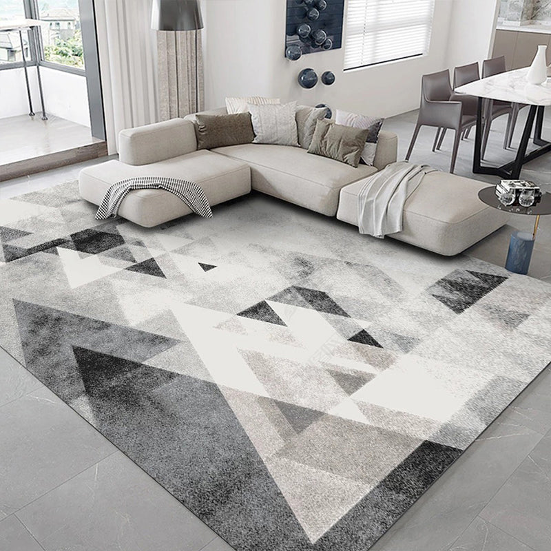 Nordic Geometric Print Rug Multi Color Polypropylene Indoor Rug Anti-Slip Pet Friendly Area Carpet for Decoration