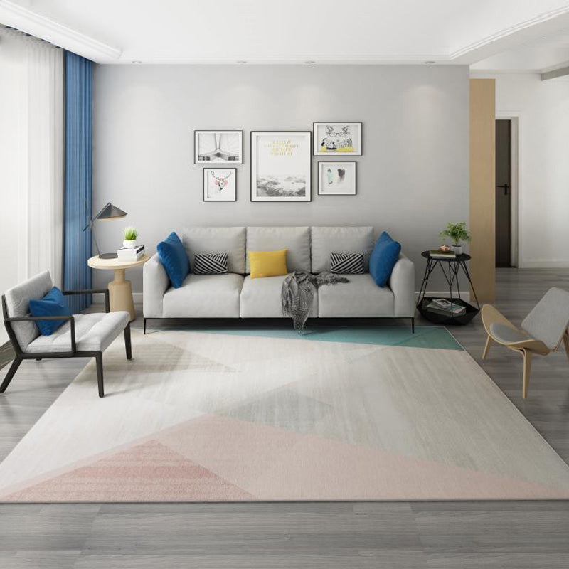 Casual Living Room Rug Multi Color Geometric Indoor Rug Polyster Non-Slip Backing Easy Care Area Carpet