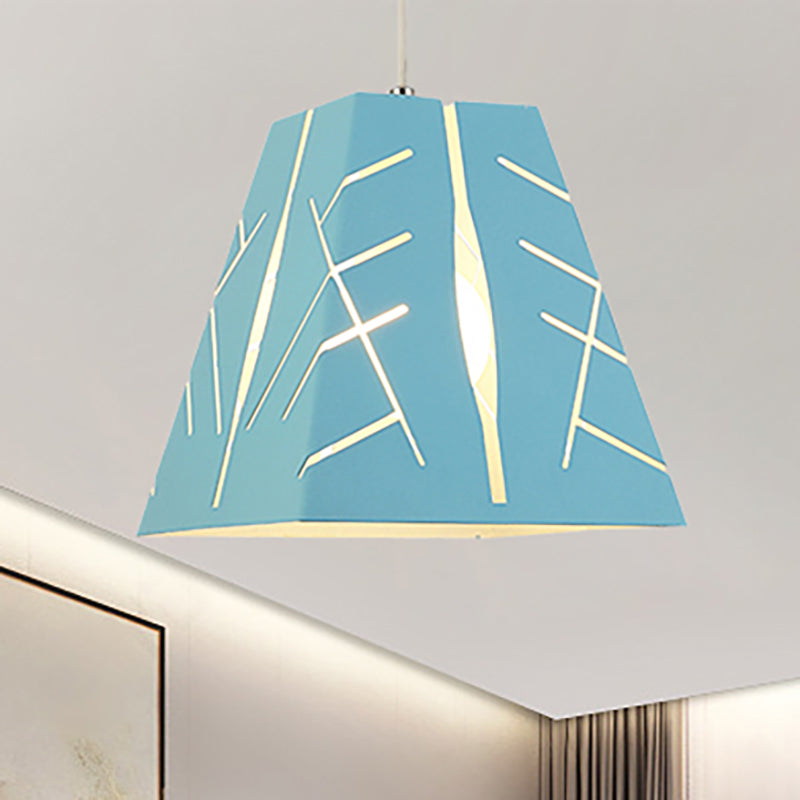Iluminación colgante cónica rosa/amarillo/azul moderno 1 luz colgante de metal claro luz