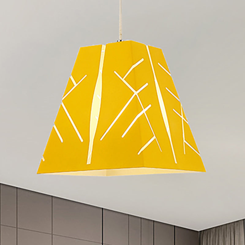 Iluminación colgante cónica rosa/amarillo/azul moderno 1 luz colgante de metal claro luz