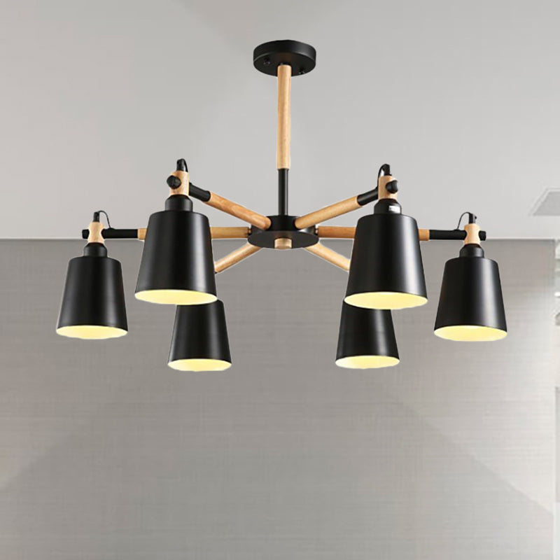 Nordic Tapered Shade Hanging Lights Metal 6 Lights Hanging Light Fixture for Bedroom