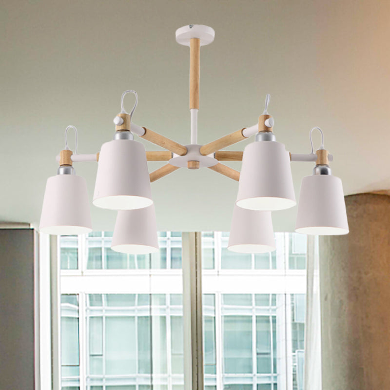 Noordse taps toelopende tint hanglampen metaal 6 lichten hangende verlichtingsarmatuur voor slaapkamer