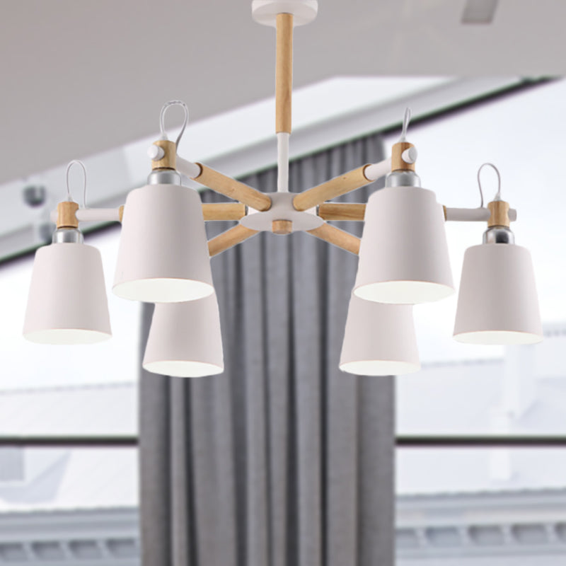 Nordic Tapered Shade Hanging Lights Metal 6 Lights Hanging Light Fixture for Bedroom