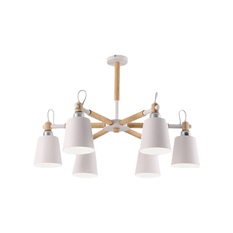 Nordic Tapered Shade Hanging Leuchten Metall 6 Lichter hängende Leuchte für Schlafzimmer