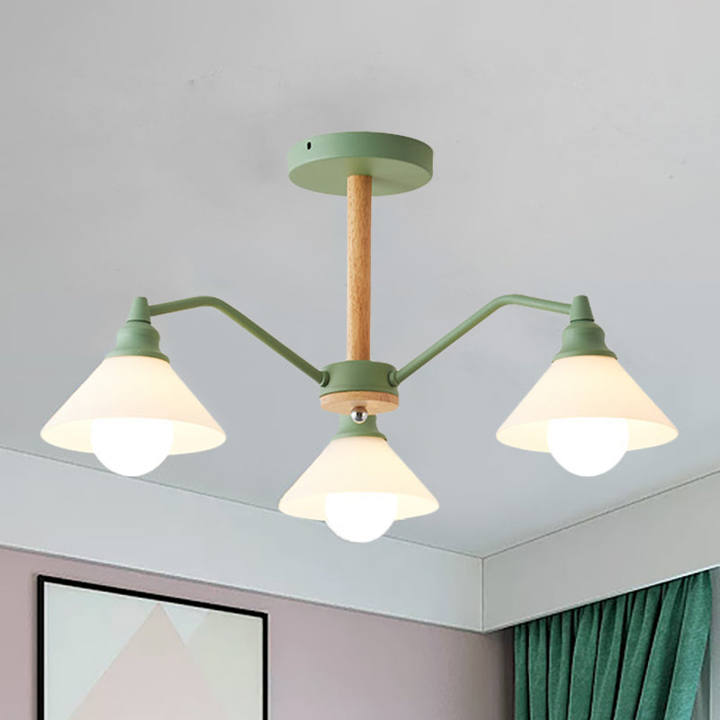 Conical Shade Bedroom Hanging Lights Metal 3 Lights Modern Style Hanging Lamp