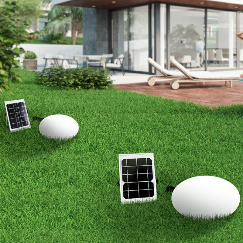 Egg Shaped Garden Solar Path Lamp Plastic Simple Style LED Ground Lighting in White