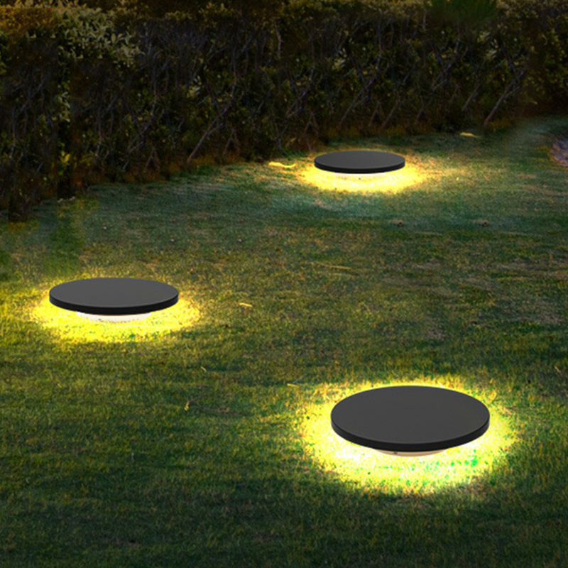 Matte Grey Disc Underground Lamp Nordic Aluminum Solar LED Path Light with Stake