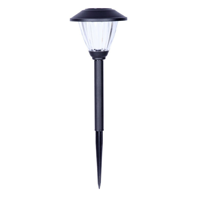 Conical LED Solar Path Light Simple Style Clear Ribbed Glass Garden Stake Lighting