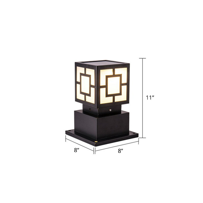 Black Square Solar Landscape Light Vintage Style Acrylic Outdoor LED Pathway Lamp