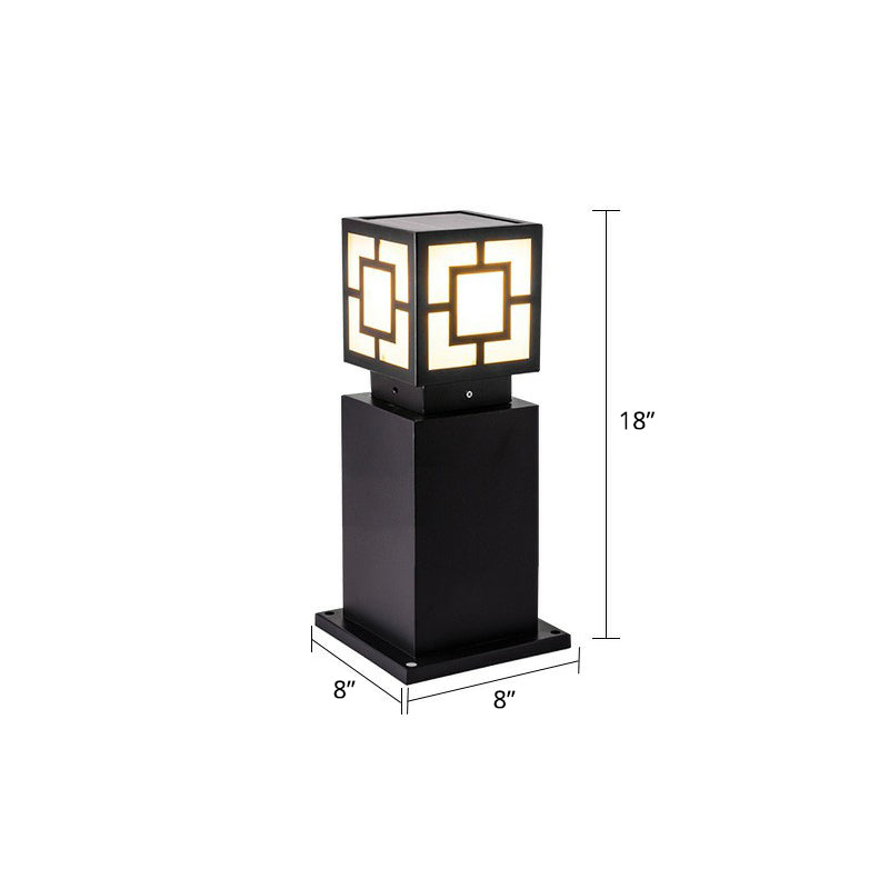 Black Square Solar Landscape Light Vintage Style Acrylic Outdoor LED Pathway Lamp