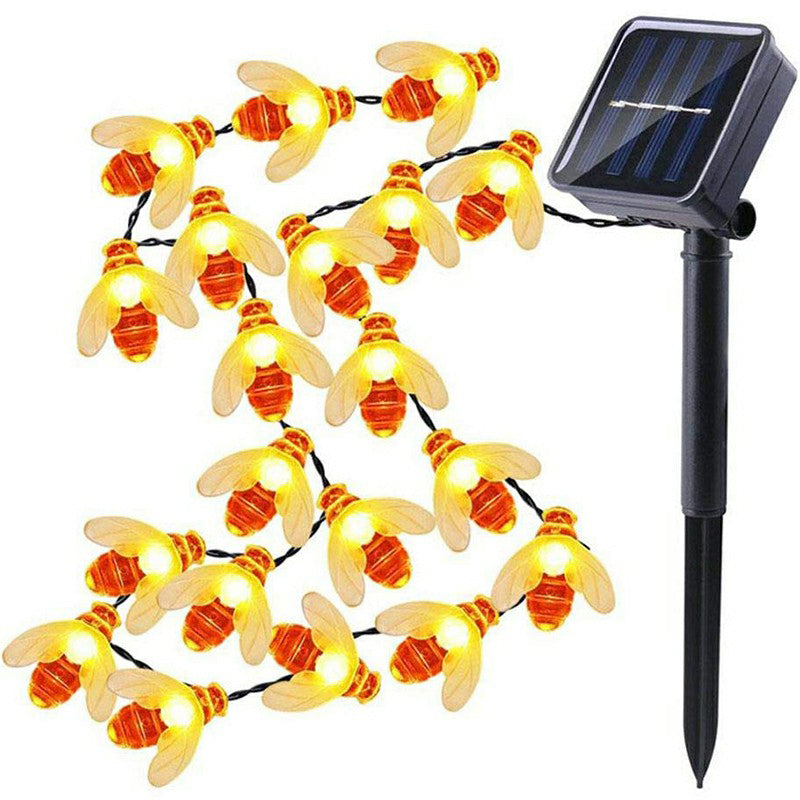 Honeybee Shaped LED Solar String Lamp Cartoon Plastic Garden Patio Festive Lighting