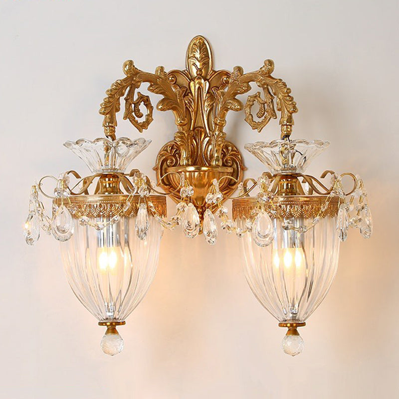 Finitura dorata Muratura Light Country francese Ribellino trasparente in vetro a campana a forma di parete per corridoio